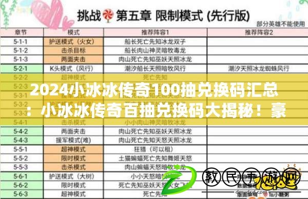 2024小冰冰傳奇100抽兌換碼匯總：小冰冰傳奇百抽兌換碼大揭秘！豪禮不容錯過！