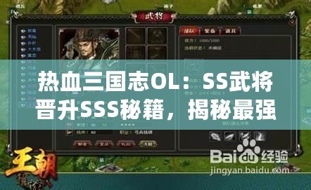 熱血三國(guó)志OL：SS武將晉升SSS秘籍，揭秘最強(qiáng)SS英雄之選！