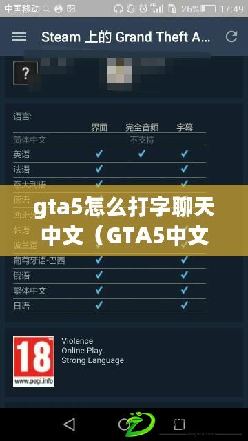 gta5怎么打字聊天中文（GTA5中文版如何進(jìn)行文字聊天）