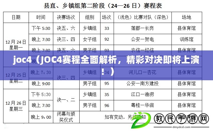 joc4（JOC4賽程全面解析，精彩對決即將上演?。? title=