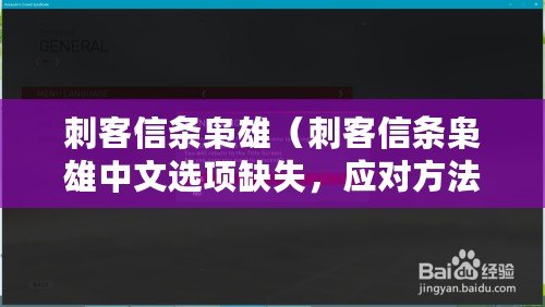 刺客信條梟雄（刺客信條梟雄中文選項缺失，應(yīng)對方法一覽）