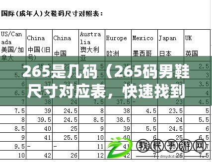 265是幾碼（265碼男鞋尺寸對(duì)應(yīng)表，快速找到適合您的鞋子大?。? title=