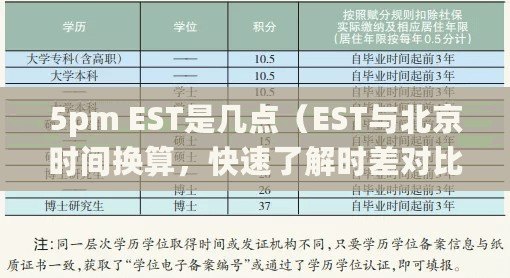 5pm EST是幾點(diǎn)（EST與北京時間換算，快速了解時差對比及轉(zhuǎn)換方法）